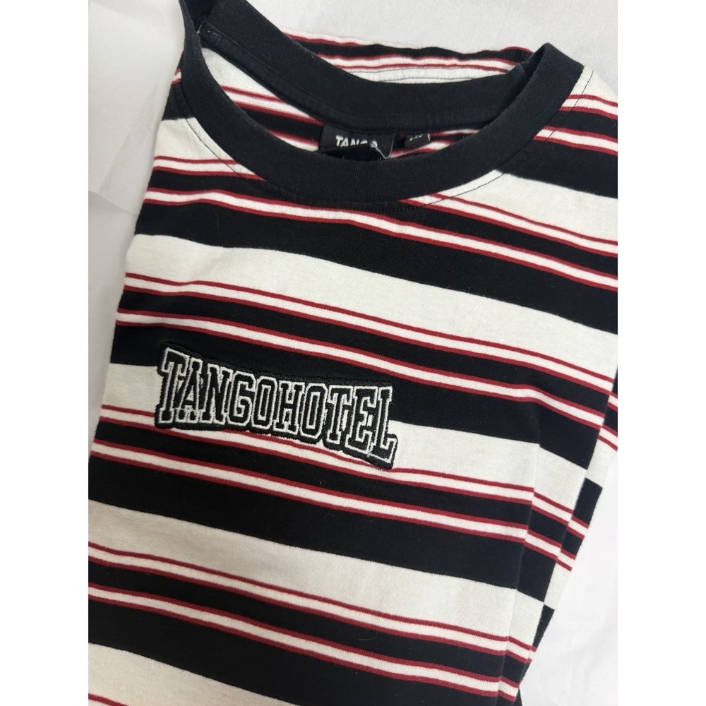 Men's Tango Hotel Classic Striped Logo SS 2 XL Cotton Skater Casual T Shirt